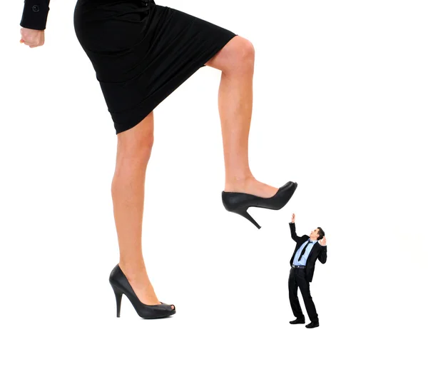 Business woman stepping on the boss — Stock Photo, Image