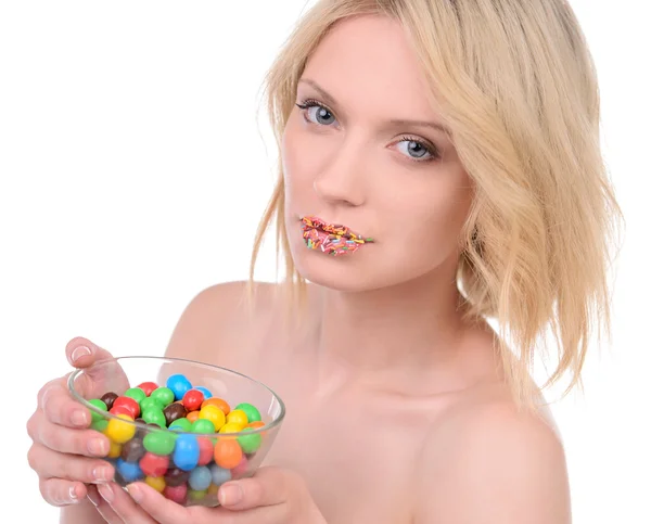 Mädchen und Bonbons — Stockfoto