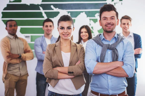 Due Uomini Affari Successo Sono Piedi Sfondo Colleghi — Foto Stock