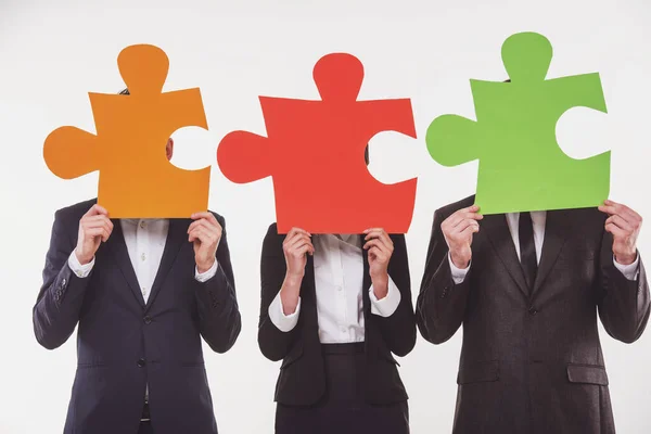 Image Business People Wanting Put Pieces Puzzle Together — Stock Photo, Image