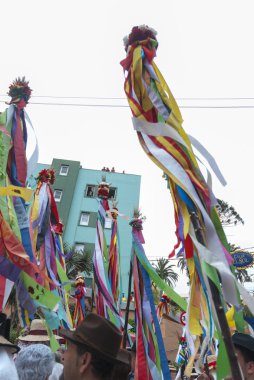 Los realejos, tenerife, İspanya - 26 Mayıs: dansçılar ile 26 Mayıs 2013 yılında los realejos üzerinde alayı.