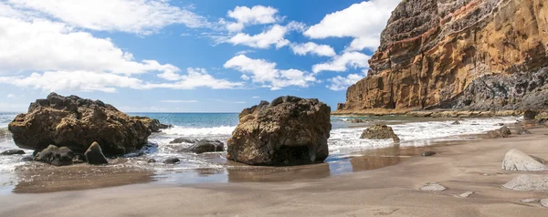 Playa volcánica de arena negra. Isla de Tenerife — Foto de Stock