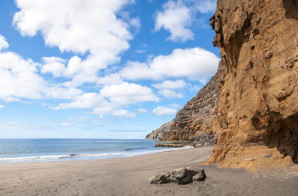 Praia vulcânica de areia preta. Ilha de Tenerife — Fotografia de Stock