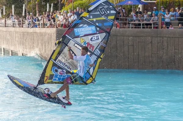 Windsurfing session in Siam park. PWA2014 Tenerife — Stock Photo, Image