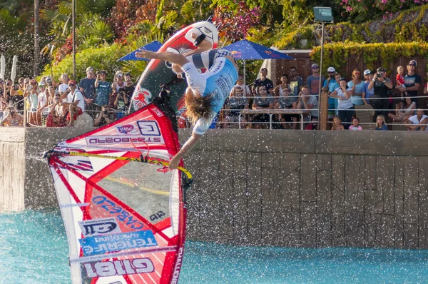 Windsurfing session in Siam park. PWA2014 Tenerife — Stock Photo, Image