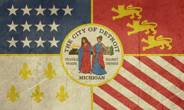 Grunge detroit městská vlajka — Stock fotografie