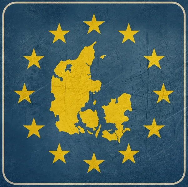 Grunge Danemark Bouton européen — Photo