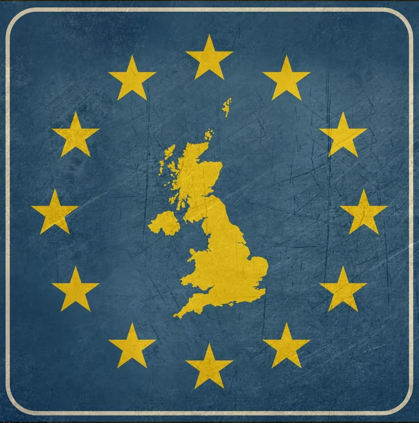 Grunge İngiltere Avrupa yol levhası — Stok fotoğraf