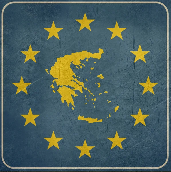 Grunge Grecia botón europeo — Foto de Stock