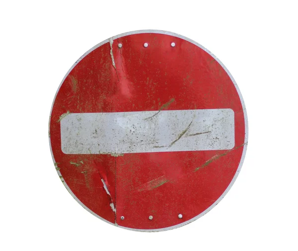 Worn metal stop road sign — Stock Photo, Image