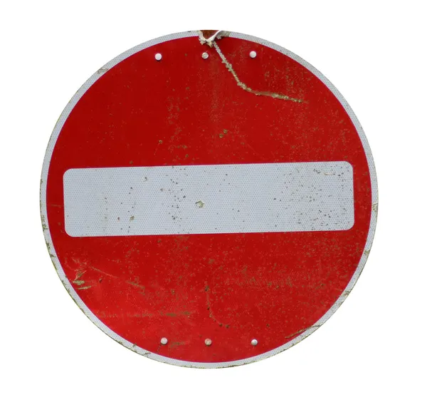 Worn metal stop road sign — Stock Photo, Image