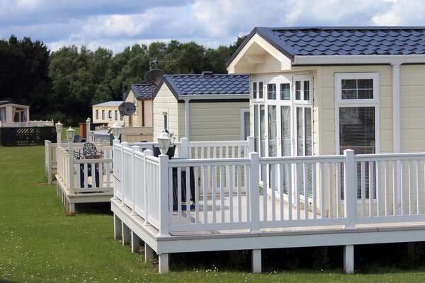 Caravan trailers in park