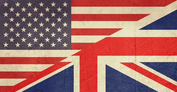 Grunge Bandera americana y británica — Foto de Stock