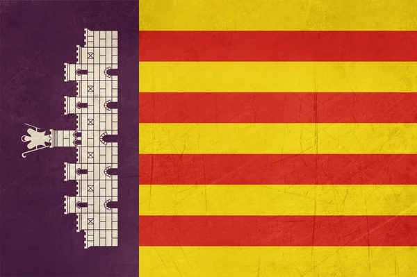 Vlajka ostrova Mallorca grunge — Stock fotografie