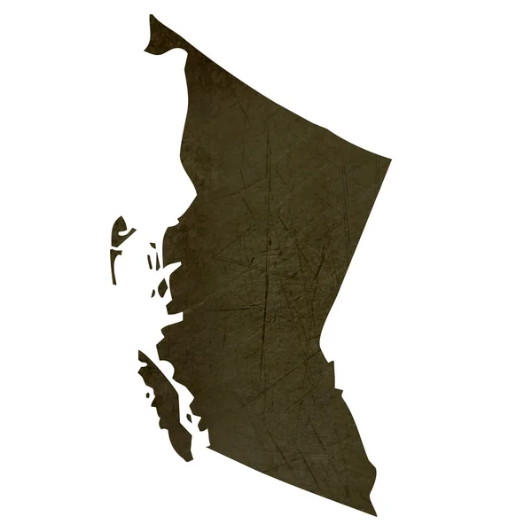 Dark silhouetted map of British Columbia — Stock Photo, Image