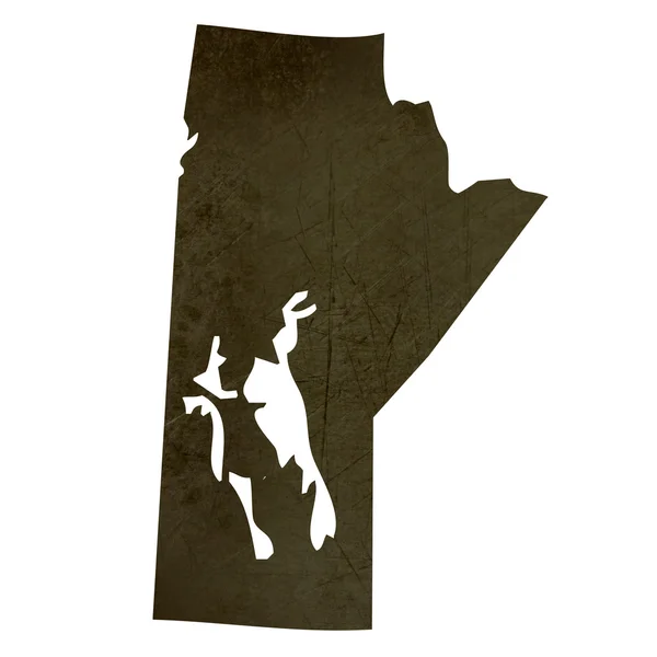 Carte sombre et silhouette du Manitoba — Photo