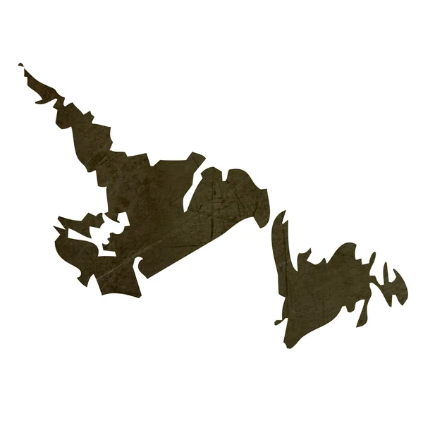 Dark silhouetted map of Newfoundland — Stock Photo, Image