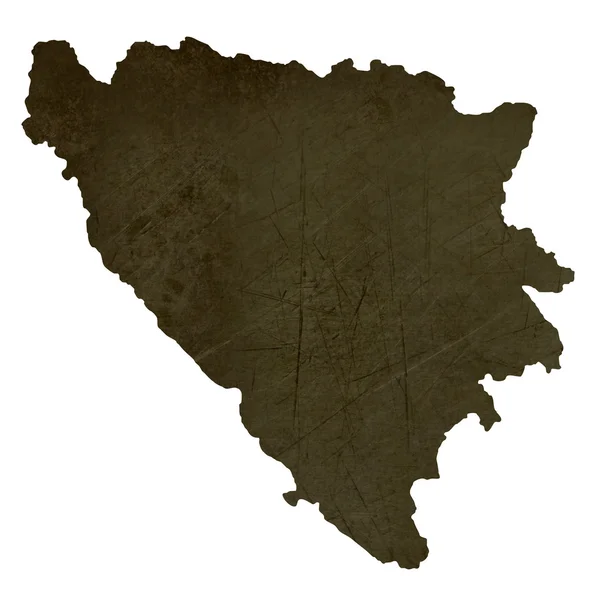 Dark silhouetted map of Bosnia and Herzegovina — Stock Photo, Image