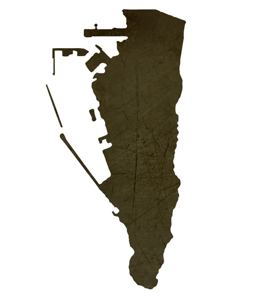 Карта Гибралтара с тёмным силуэтом — стоковое фото