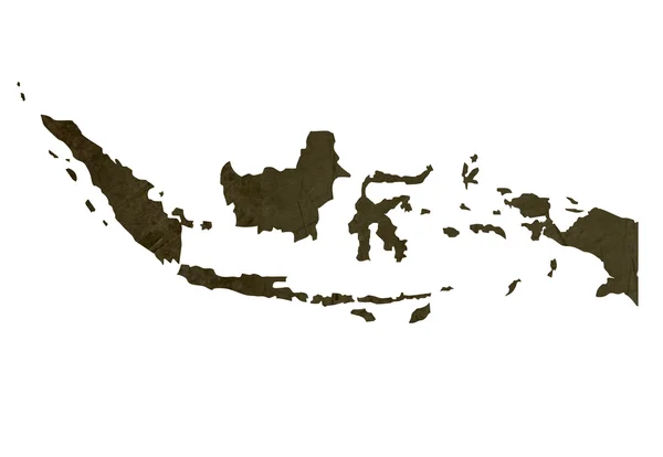 Tmavý siluetu mapa Indonésie — Stock fotografie