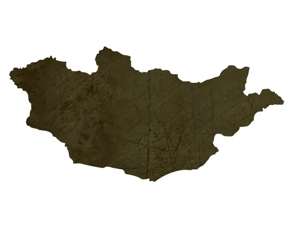 Dark silhouetted map of Mongolia — Stock Photo, Image