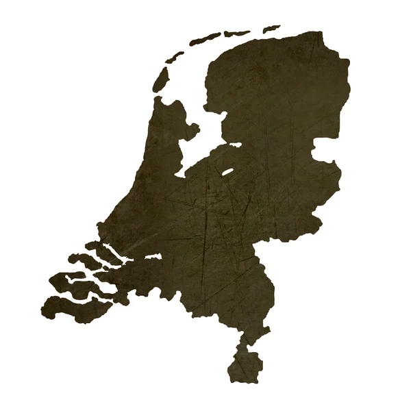 Dark silhouetted map of Netherlands — Stock Photo, Image