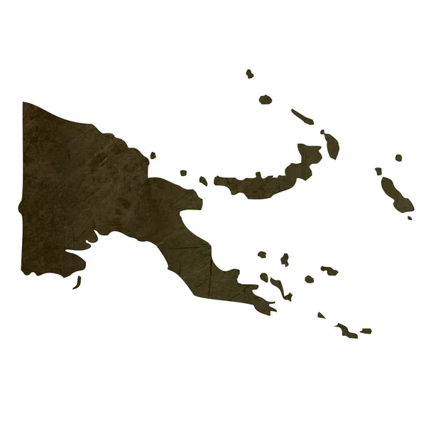 Dark silhouetted map of Papa New Guinea — Stock Photo, Image