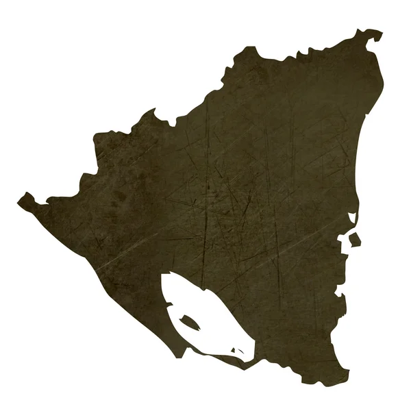 Dunkel silhouettierte karte von nicaragua — Stockfoto