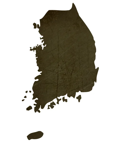 Dark silhouetted map of South Korea — ストック写真