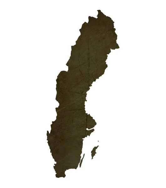 Dark silhouetted map of Sweden — Stock Photo, Image