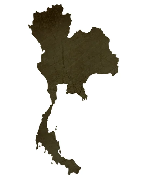 Carte sombre et silhouette de Thaïlande — Photo