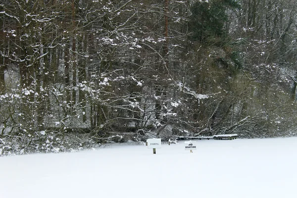 Zugefrorener See in der Landschaft — Stockfoto