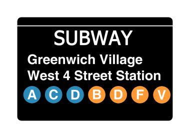 Greenwich village Batı 4 sokak istasyonu metro işareti