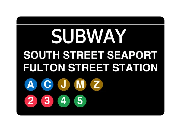 South Street Seaport Fulton Street Station sinal de metrô — Fotografia de Stock