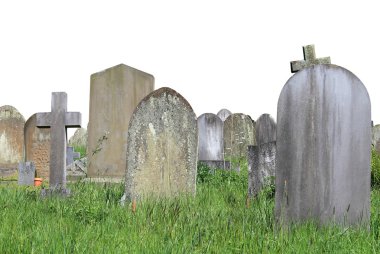 Old graves in cemetery isolated clipart