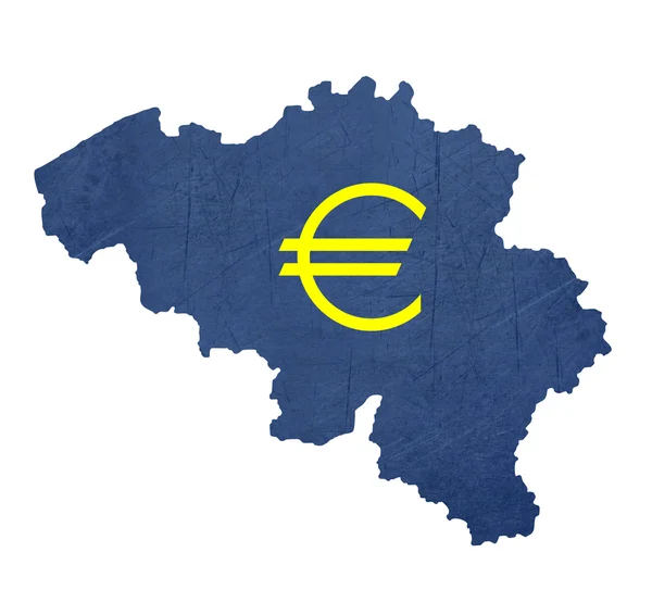 Symbole de la monnaie européenne sur la carte de Belgique — Photo