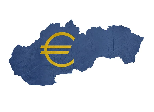 Symbole de la monnaie européenne sur la carte de Slovaquie — Photo