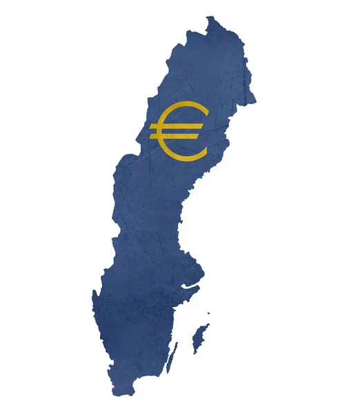 İsveç Haritası Avrupa para birimi sembolü — Stok fotoğraf