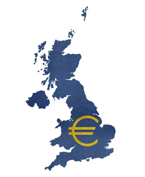 Eurosymbol på karta över Storbritannien — Stockfoto