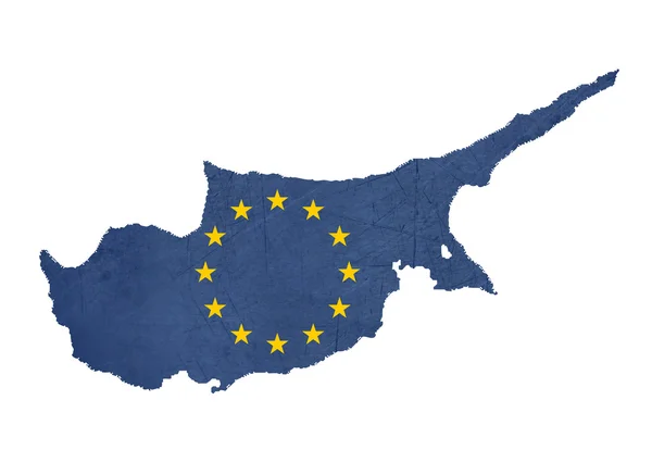 Ευρωπαϊκή σημαία Χάρτης της Κύπρου — Φωτογραφία Αρχείου