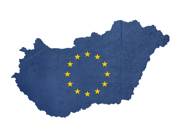 Evropská vlajka mapa Maďarska — Stock fotografie