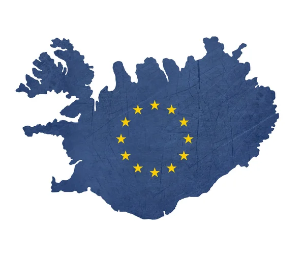 Europese vlag kaart van IJsland — Stockfoto