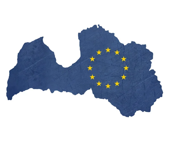 European flag map of Latvia — Stock Photo, Image