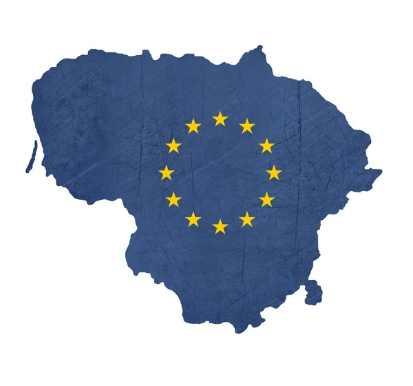 European flag map of Lithuania — Stock Photo, Image