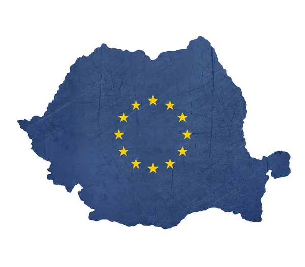 Evropská vlajka mapa Rumunska — Stock fotografie