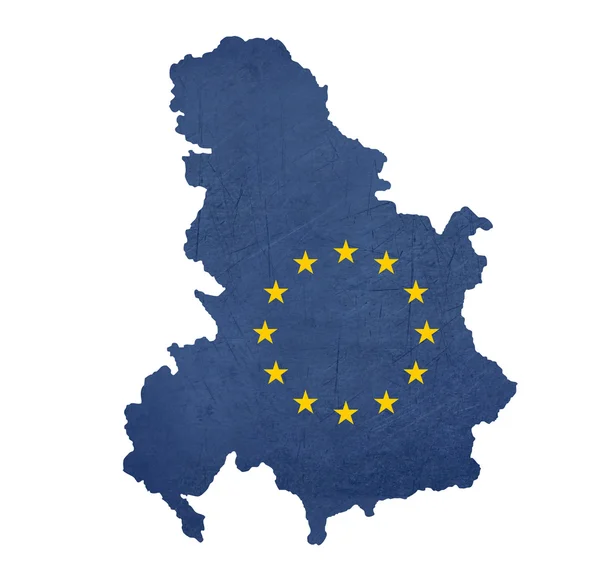 セルビアおよびモンテネグロのヨーロッパの旗地図 — ストック写真