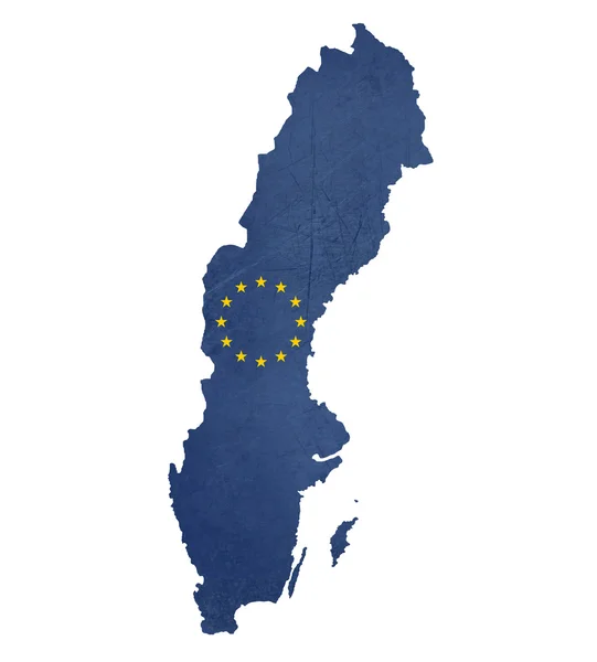 European flag map of Sweden — Stock Photo, Image