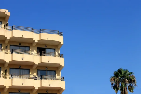 Eski otel binası ve palmiye ağacı — Stok fotoğraf