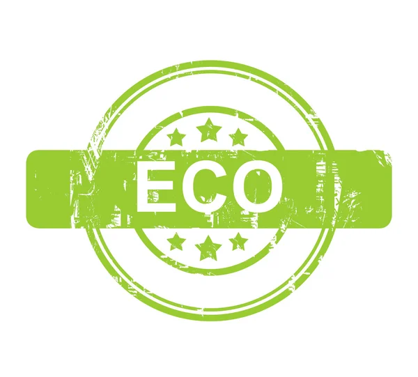Zelená eco známka s hvězdami — Stock fotografie