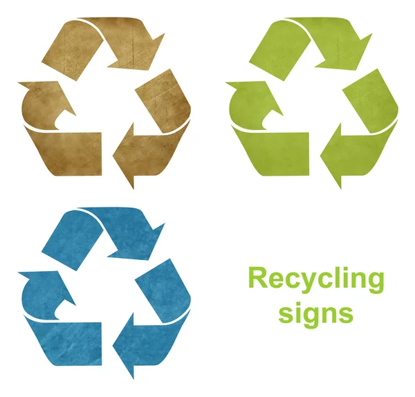 Conjunto de sinais de reciclagem grunge — Fotografia de Stock